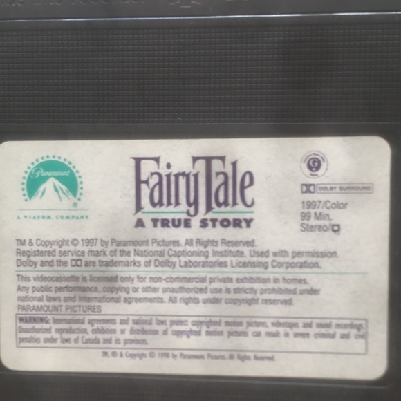 VTG 1997 VHS#332043 Video Tape. FAIRY TALE. A true story. - Picture 7 of 7